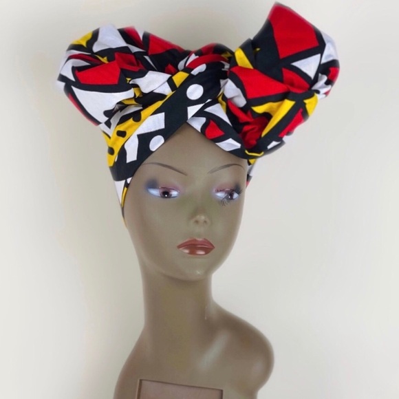 Colorful Geometric Print Multicolor Cotton Headwrap main image 4